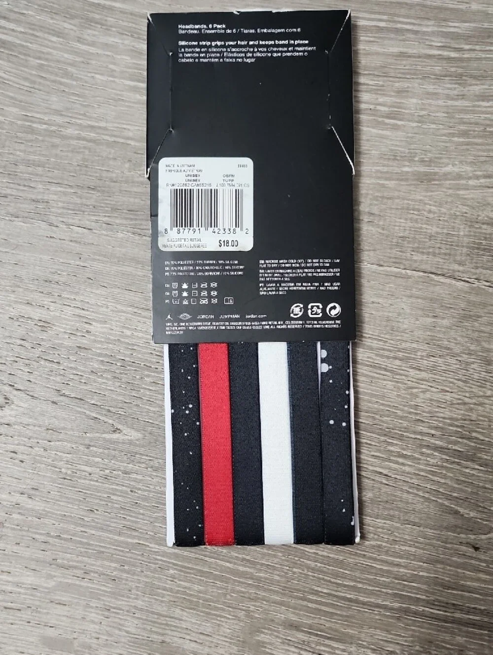 Jordan Unisex 6-Pack Headbands in Black, White, Red